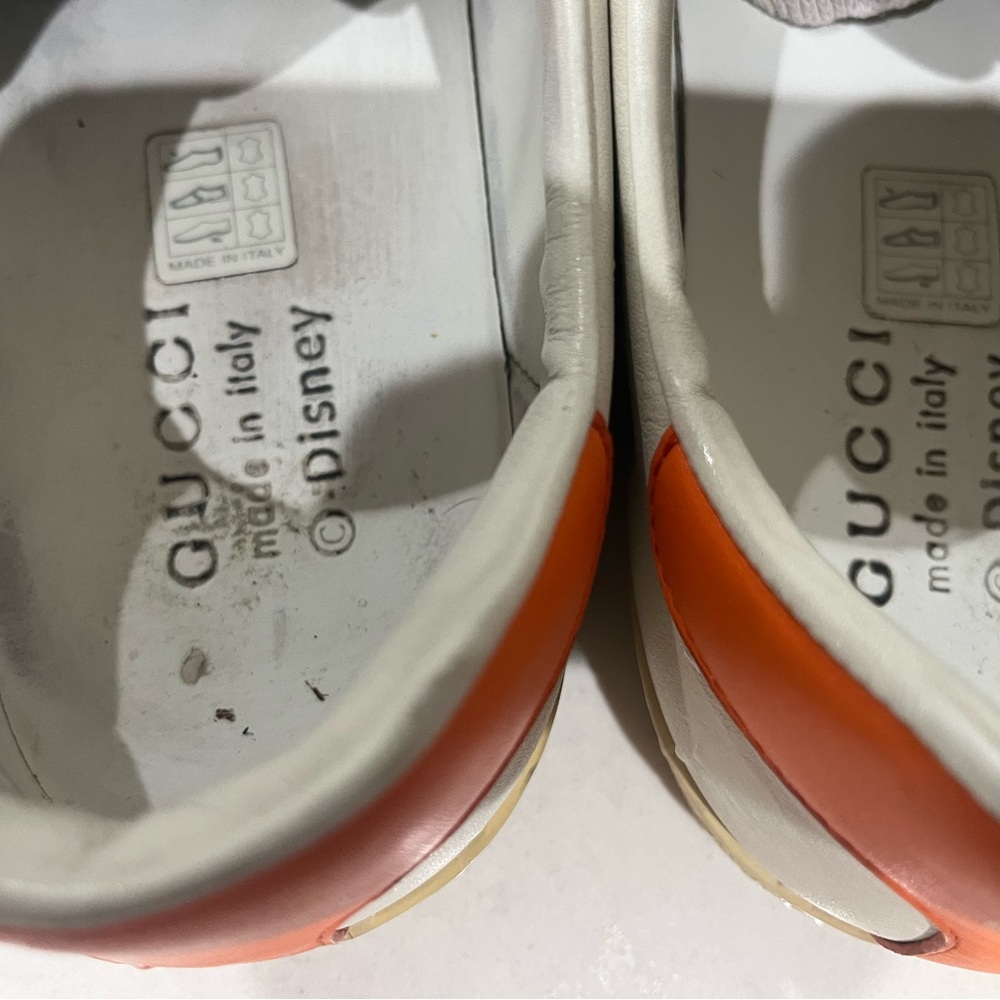 Gucci x Disney collab White and Orange Sneakers with Mickey Design, M9/W10.5 - Picture 6 of 9